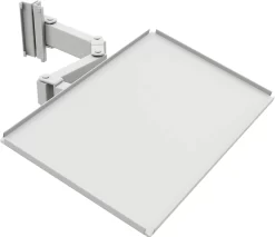 Ablage Für Arbeitstisch TRESTON Quick Edge, Dreh- & Neigbarer Doppelarm, Bis 15 Kg, Mit Gummimatte, B 605 X T 405 X H 15 Mm, Stahl, Lichtgrau RAL 7035