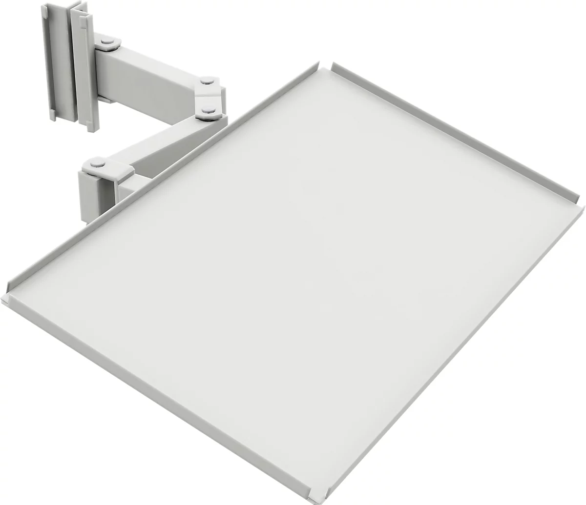 Ablage Für Arbeitstisch TRESTON Quick Edge, Dreh- & Neigbarer Doppelarm, Bis 15 Kg, Mit Gummimatte, B 605 X T 405 X H 15 Mm, Stahl, Lichtgrau RAL 7035 1 Ablage Für Arbeitstisch TRESTON Quick Edge, Dreh- & Neigbarer Doppelarm, Bis 15 Kg, Mit Gummimatte, B 605 X T 405 X H 15 Mm, Stahl, Lichtgrau RAL 7035