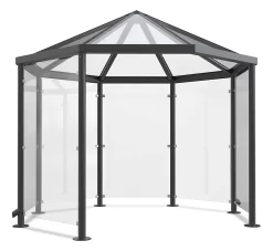 Achteck-Raucherpavillon Modell Paris (o. Seitenwände), Anthrazitgrau RAL 7016