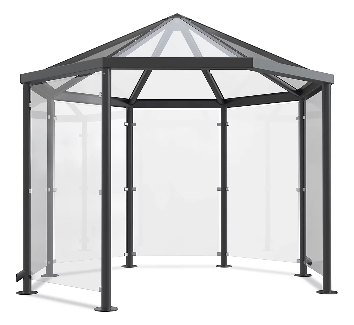 Achteck-Raucherpavillon Modell Paris (o. Seitenwände), Anthrazitgrau RAL 7016 1 Achteck-Raucherpavillon Modell Paris (o. Seitenwände), Anthrazitgrau RAL 7016