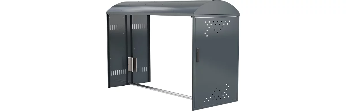 Anbausatz Ohne Seitenwand Für Fahhradgarage BikeBox 1 B Mit Bogendach, Anthrazitgrau RAL 7016 1 Anbausatz Ohne Seitenwand Für Fahhradgarage BikeBox 1 B Mit Bogendach, Anthrazitgrau RAL 7016