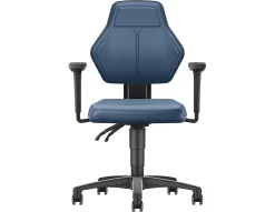 Arbeitsdrehstuhl Allrounder, O. Armlehnen, Permanentkontakt, M. Rollen, Kunstleder, Blau 5 Arbeitsdrehstuhl Allrounder, O. Armlehnen, Permanentkontakt, M. Rollen, Kunstleder, Blau -Lager und Betriebslager arbeitsdrehstuhl allrounder o armlehnen permanentkontakt m rollen kunstleder blau img SI 157582 B cut