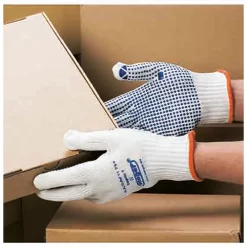 Baumwoll-Strickhandschuh Cappella 7, Nahtlos Gestrickt, Vinylnoppen, 12 Paar, Größe S