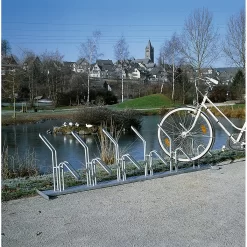 Bügelparker, 1-seitig, Für Reifen Bis B 55 Mm, B 2250 X T 415 X H 560 Mm, Stahl Feuerverzinkt, 6 Einstellplätze, Zerlegt