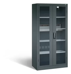 C+P Akkuladeschrank Basic Mit Sichtfenster Aus Acrylglas, H 1950 X B 930 X T 500 Mm, Anthrazit