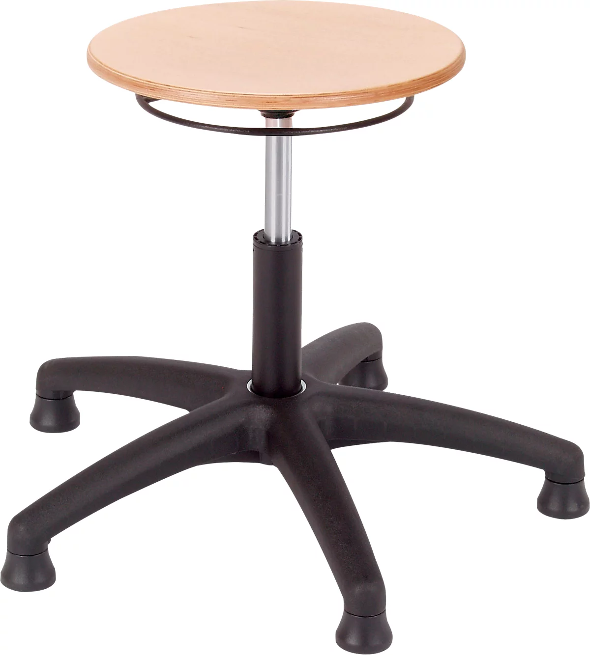 Drehhocker ASSISTENT, Mit Gleitern, Sitz Buche