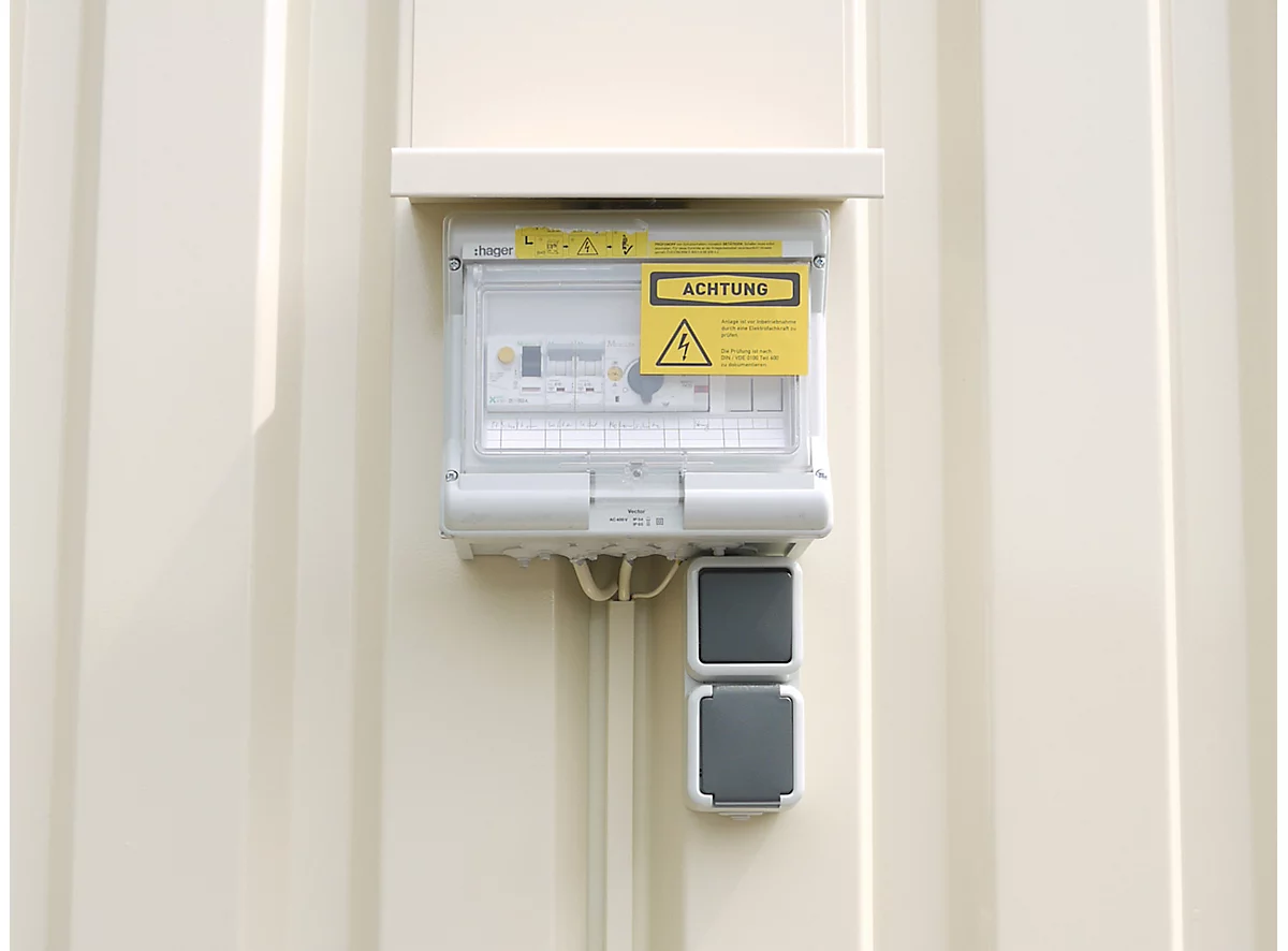 Elektroinstallationspaket Für Materialcontainer MC 1100-1600, Gemäß VDE, LED-Leuchte Mit 9 W & 4000 K, Festanschluss, Schuko-Steckdose, IP44 1 Elektroinstallationspaket Für Materialcontainer MC 1100-1600, Gemäß VDE, LED-Leuchte Mit 9 W & 4000 K, Festanschluss, Schuko-Steckdose, IP44