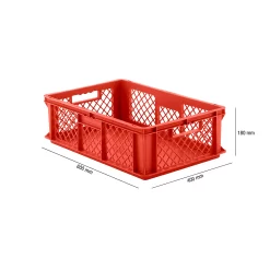 Euro Box Serie EF 6181, Aus PP, Inhalt 35,4 L, Durchbrochene Wände, Rot, Durchfassgriff