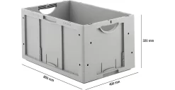 Euro Box Serie LTB 6320, 5-teiliges Sparset, Aus Polypropylen, Inhalt 61,7 L, Ohne Deckel, L 600 X B 400 X H 320 Mm, Grau