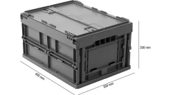 EURO-Maß Faltbox 4322 DL, Mit Deckel, Für Lager- Und Mehrwegtransport, Inhalt 19 L, Grau