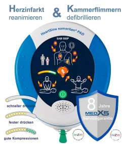 HeartSine SAM500P Reanimations-Defibrillator, AED, Für Laien & Ersthelfer, Mit Manueller Schockauslösung, 4 Jahre Allgefahren-Zusatzversicherung -Lager und Betriebslager heartsine sam500p reanimations defibrillator aed fuer laien ersthelfer mit manueller schockausloesung 4 jahre allgefahren zusatzversicherung img SI 175842 G