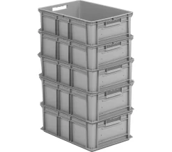 Kasten Im EURO-Maß EF 6220, Ohne Deckel, 43,5 L, 5 Stück, Grau