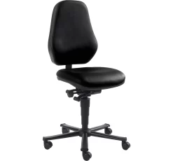 Labordrehstuhl LEANOS 9138, Mit Rollen, Kunstleder, Schwarz