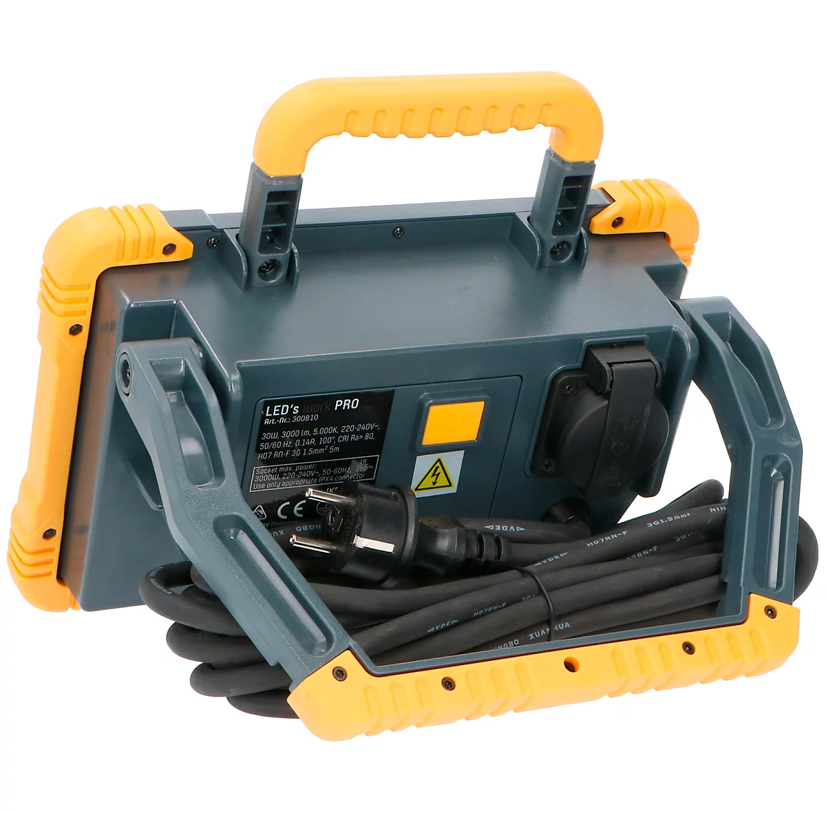 LED-Arbeitsleuchte, Flackerfrei, 3200 Lm, 5000 K, IP54, Diffusor, Netzsteckdose, Baustellentauglich 2 LED-Arbeitsleuchte, Flackerfrei, 3200 Lm, 5000 K, IP54, Diffusor, Netzsteckdose, Baustellentauglich – Bild 2