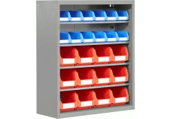 Magazinregal, 830 Mm Hoch, 4 Böden, 24 Kästen, Weißalu