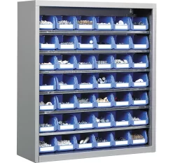 Magazinregal, 830 Mm Hoch, Mit 6 Böden, Inkl. 42 Kästen, Hellsilber