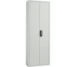 Magazinschrank, 1980 Mm Hoch, 15 Böden, Ohne Kästen, Mit Türen, Lichtgrau