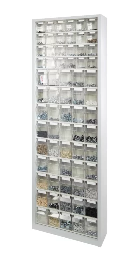 Magazinschrank, Volumen 333 L, 69 Herausnehmbare Klappkästen Mit Griffmulde, B 665 X T 250 X H 2000 Mm, Lichtgrau/transparent -Lager und Betriebslager magazinschrank volumen 333 l 69 herausnehmbare klappkaesten mit griffmulde b 665 x t 250 x h 2000 mm lichtgrau transparent img SI 463860 G cut