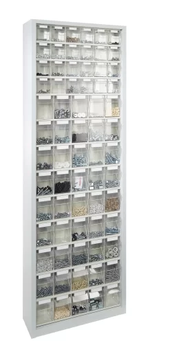 Magazinschrank, Volumen 333 L, 69 Herausnehmbare Klappkästen Mit Griffmulde, B 665 X T 250 X H 2000 Mm, Lichtgrau/transparent -Lager und Betriebslager magazinschrank volumen 333 l 69 herausnehmbare klappkaesten mit griffmulde b 665 x t 250 x h 2000 mm lichtgrau transparent img SI 463860 H cut