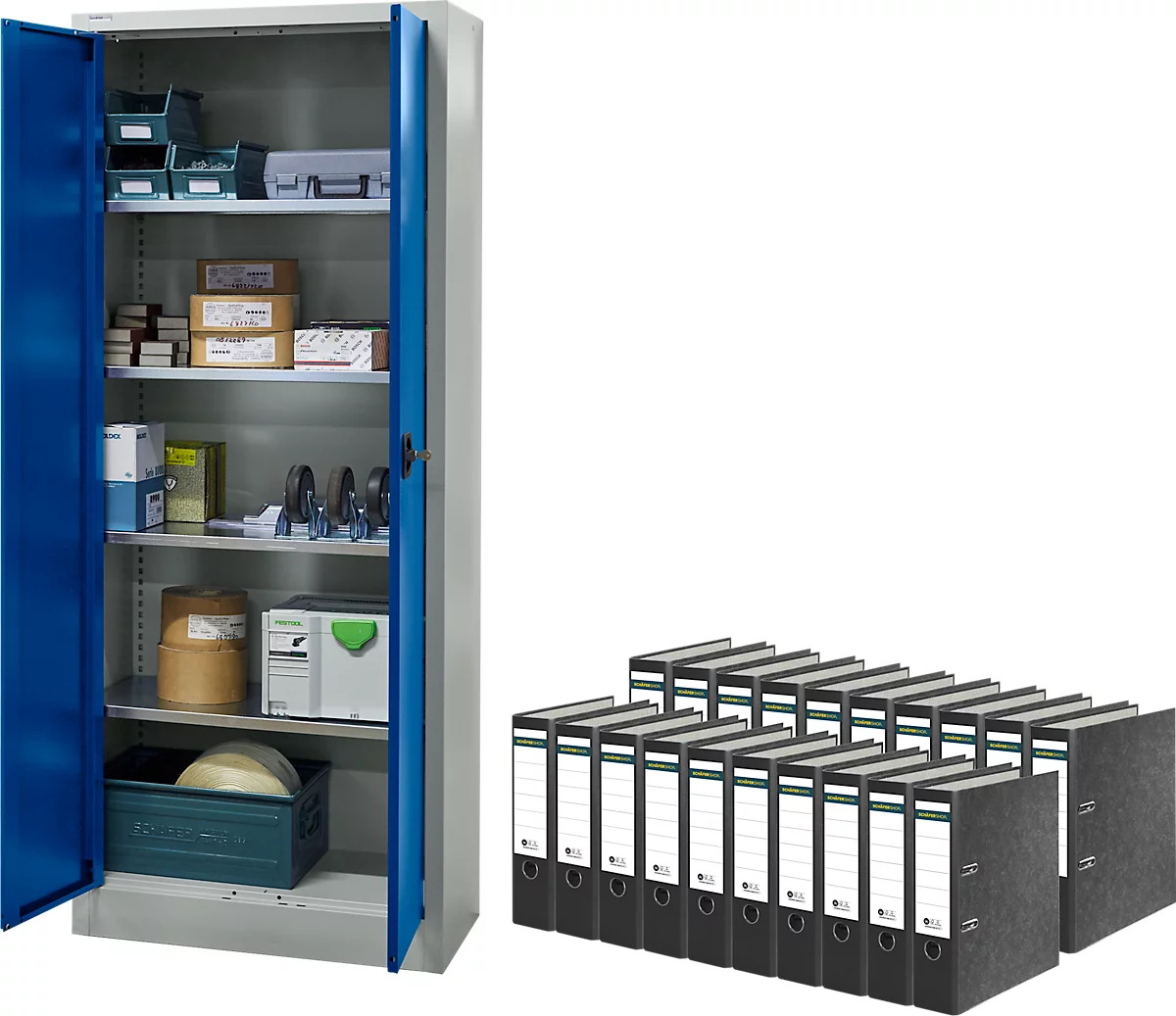 Materialschrank Schäfer Shop Pure, Abschließbar, B 800 X T 400 X H 1935 Mm + Gratis 20 Schäfer Shop Select Aktenordner, DIN A4, 80 Mm 1 Materialschrank Schäfer Shop Pure, Abschließbar, B 800 X T 400 X H 1935 Mm + Gratis 20 Schäfer Shop Select Aktenordner, DIN A4, 80 Mm