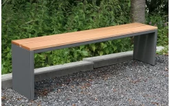 Parkbank, Edelstahl/Garapaholz, Witterungsbeständig, B 1500 X T 300 X H 400 Mm, Moonstone-grau