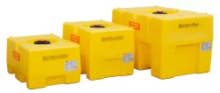 PE-Fass, Kastenförmig, Polyethylen, Einfüllöffnung ø 140 Mm Mit Schraubdeckel, Ohne Schwallwand, Gelb, B 600 X T 800 X H 450 Mm, 125 L
