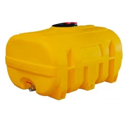 PE-Fass, Kofferförmig, Polyethylen, 2"­IG­Anschluss, Dom Mit Klappdeckel ø 380 Mm, Ohne Schwallwand, Gelb, B 900 X T 1200 X H 900 Mm, 600 L