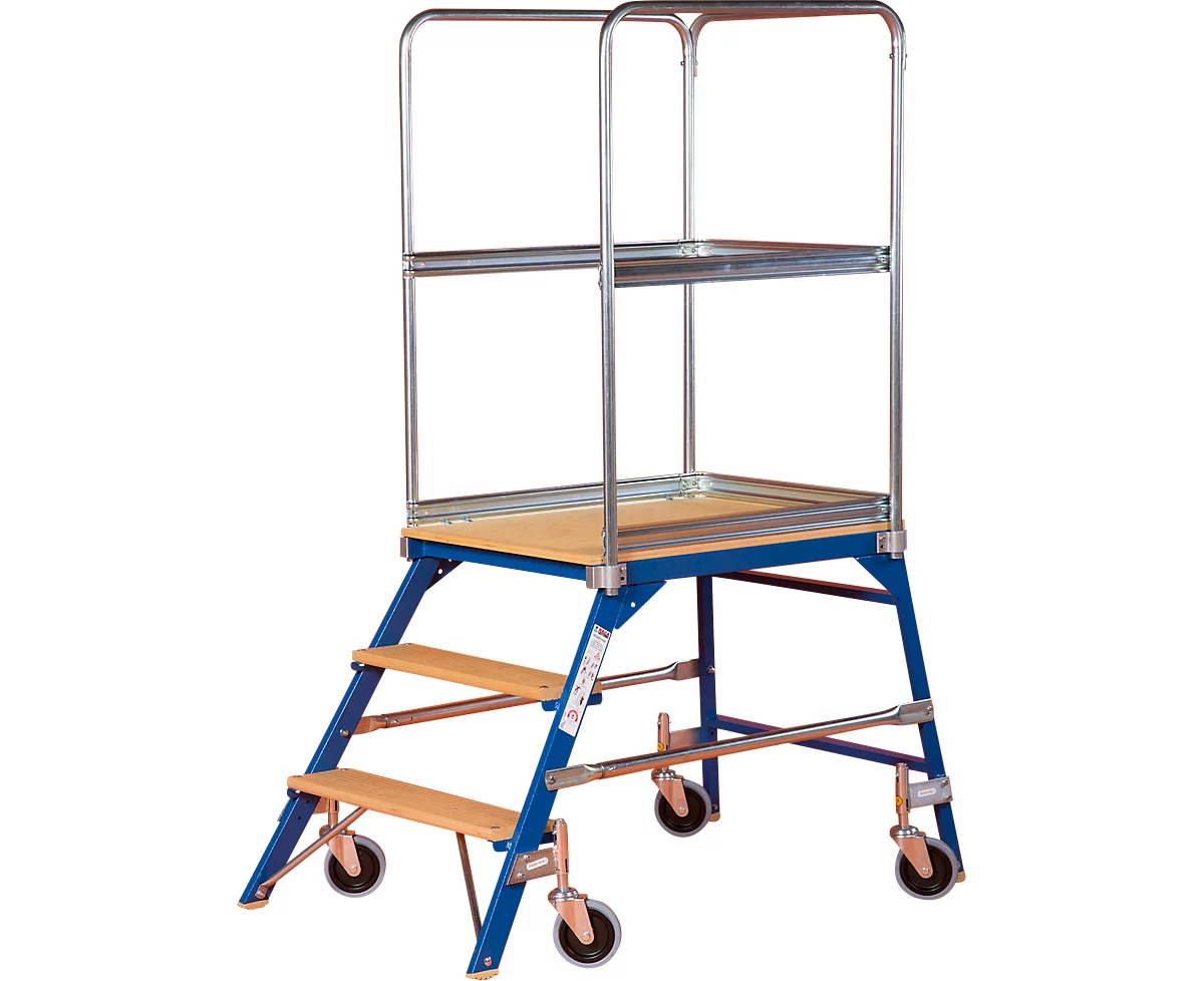 Podestleiter, Frei Rollbar, Einseitig, Stufen Buche, Gr. 3, 37 Kg 1 Podestleiter, Frei Rollbar, Einseitig, Stufen Buche, Gr. 3, 37 Kg