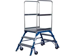 Podestleiter, Frei Rollbar, Einseitig, Stufen Gitterrost, Gr. 3, 49 Kg