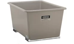 Rechteckbehälter Standard, GFK, Mit Staplertaschen, Grau, 1100 L