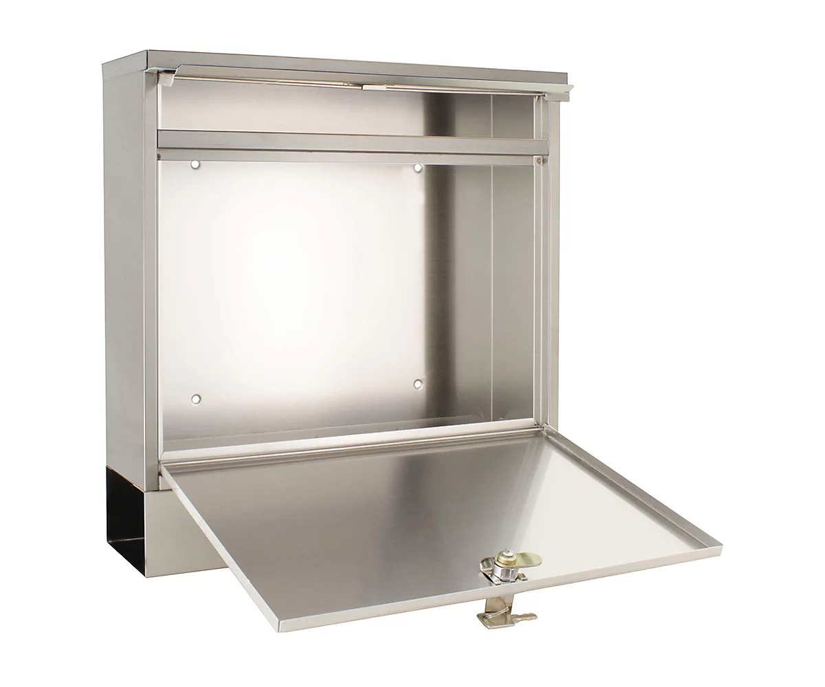 Rottner Briefkasten Hochhaus II, Wandmontage, Postrolle, Zylinderschloss, 2 Schlüssel, Edelstahl, B 360 X T 115 X H 380 Mm, Inkl. Akku-Hitzeaufkleber 2 Rottner Briefkasten Hochhaus II, Wandmontage, Postrolle, Zylinderschloss, 2 Schlüssel, Edelstahl, B 360 X T 115 X H 380 Mm, Inkl. Akku-Hitzeaufkleber – Bild 2