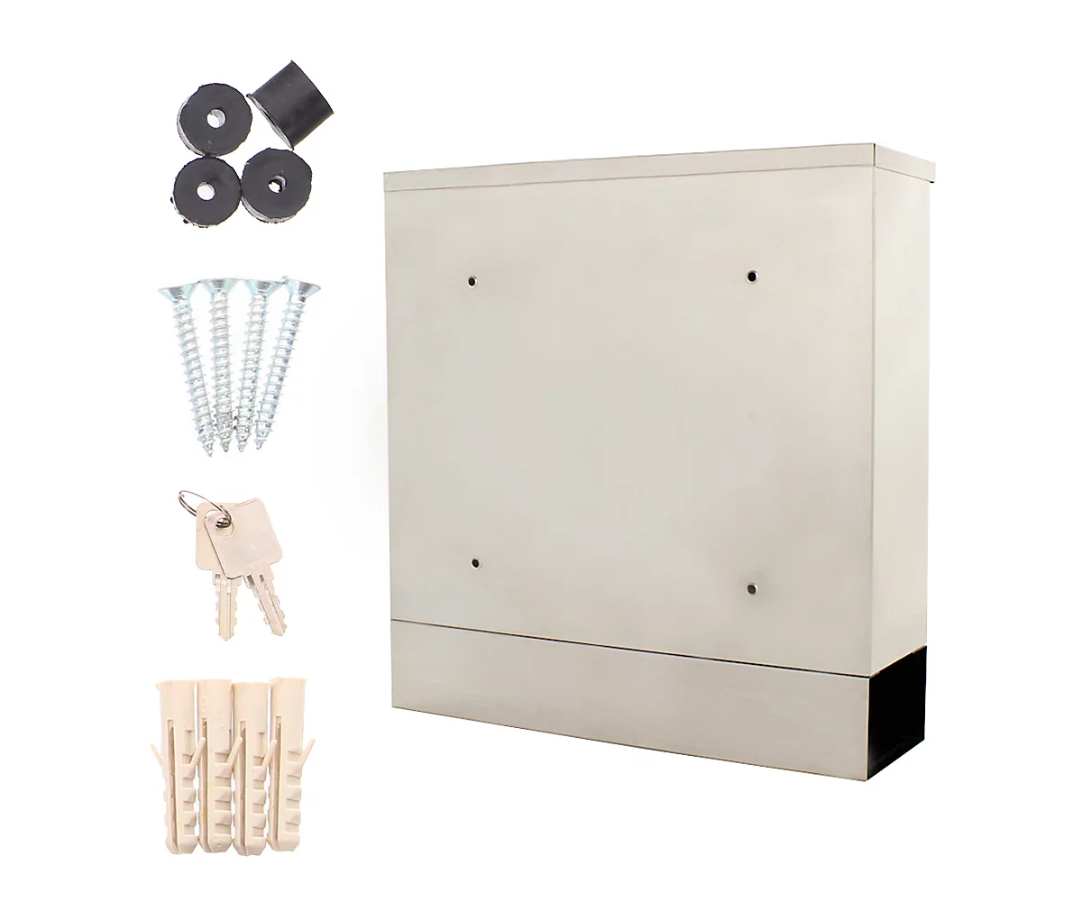 Rottner Briefkasten Hochhaus II, Wandmontage, Postrolle, Zylinderschloss, 2 Schlüssel, Edelstahl, B 360 X T 115 X H 380 Mm, Inkl. Akku-Hitzeaufkleber 5 Rottner Briefkasten Hochhaus II, Wandmontage, Postrolle, Zylinderschloss, 2 Schlüssel, Edelstahl, B 360 X T 115 X H 380 Mm, Inkl. Akku-Hitzeaufkleber – Bild 5