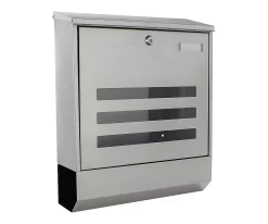 Rottner Briefkasten Jubilee 40, Wandmontage, Namensschlid/Sichtfenster/Postrolle, Zylinderschloss, 2 Schlüssel, Edelstahl, B 350 X T 120 X H 420 Mm