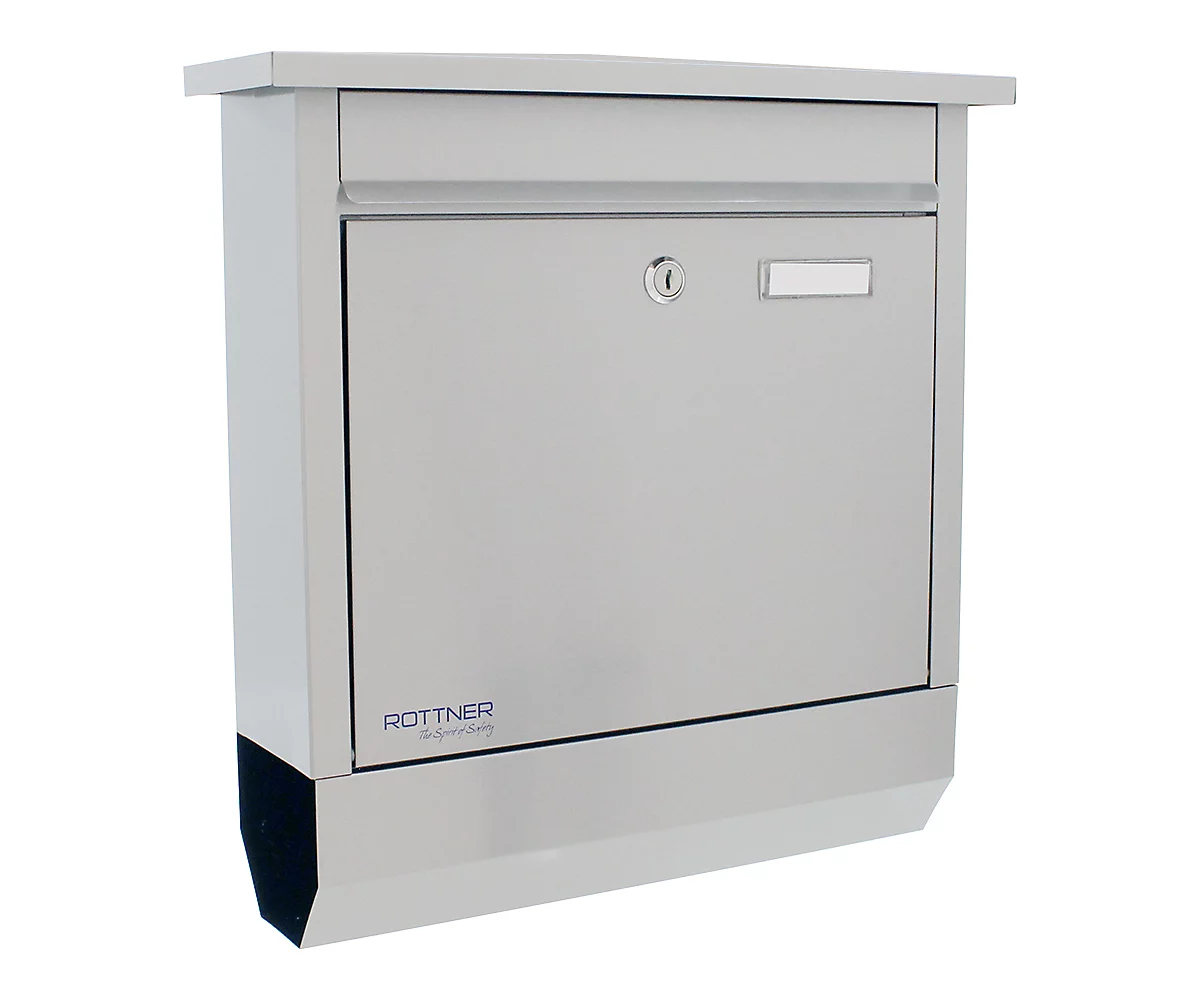 Rottner Briefkasten Lettero Inox, Wandmontage, Namensschlid & Postrolle, Zylinderschloss, Inkl. 2 Schlüssel, Edelstahl, B 370 X T 100 X H 410 Mm 1 Rottner Briefkasten Lettero Inox, Wandmontage, Namensschlid & Postrolle, Zylinderschloss, Inkl. 2 Schlüssel, Edelstahl, B 370 X T 100 X H 410 Mm