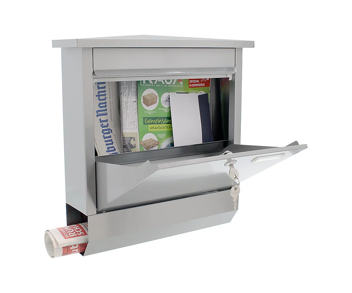 Rottner Briefkasten Lettero Inox, Wandmontage, Namensschlid & Postrolle, Zylinderschloss, Inkl. 2 Schlüssel, Edelstahl, B 370 X T 100 X H 410 Mm 3 Rottner Briefkasten Lettero Inox, Wandmontage, Namensschlid & Postrolle, Zylinderschloss, Inkl. 2 Schlüssel, Edelstahl, B 370 X T 100 X H 410 Mm – Bild 3