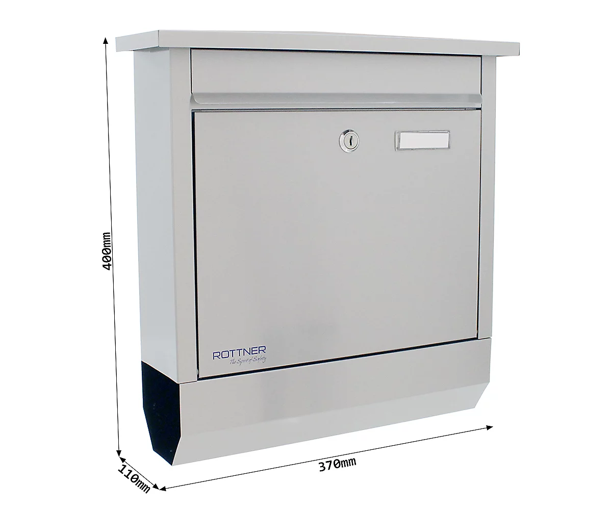Rottner Briefkasten Lettero Inox, Wandmontage, Namensschlid & Postrolle, Zylinderschloss, Inkl. 2 Schlüssel, Edelstahl, B 370 X T 100 X H 410 Mm 4 Rottner Briefkasten Lettero Inox, Wandmontage, Namensschlid & Postrolle, Zylinderschloss, Inkl. 2 Schlüssel, Edelstahl, B 370 X T 100 X H 410 Mm – Bild 4