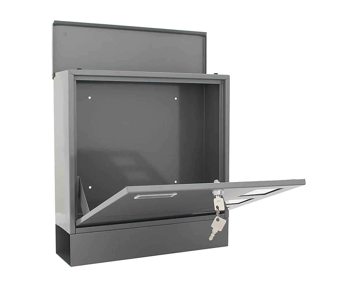 Rottner Briefkasten Postale, Wandmontage, Namensschlid/Postrolle/Sichtfenster, Zylinderschloss, 2 Schlüssel, Stahlblech, B 365 X T 120 X H 380 Mm 2 Rottner Briefkasten Postale, Wandmontage, Namensschlid/Postrolle/Sichtfenster, Zylinderschloss, 2 Schlüssel, Stahlblech, B 365 X T 120 X H 380 Mm – Bild 2