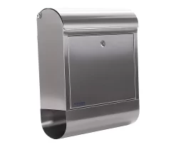 Rottner Briefkasten Rondello, Wandmontage, Rund, Postrolle/Halterleiste, Zylinderschloss, 2 Schlüssel, Edelstahl, B 385 X T 140 X H 435 Mm