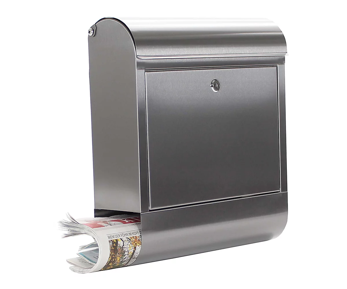 Rottner Briefkasten Rondello, Wandmontage, Rund, Postrolle/Halterleiste, Zylinderschloss, 2 Schlüssel, Edelstahl, B 385 X T 140 X H 435 Mm 3 Rottner Briefkasten Rondello, Wandmontage, Rund, Postrolle/Halterleiste, Zylinderschloss, 2 Schlüssel, Edelstahl, B 385 X T 140 X H 435 Mm – Bild 3