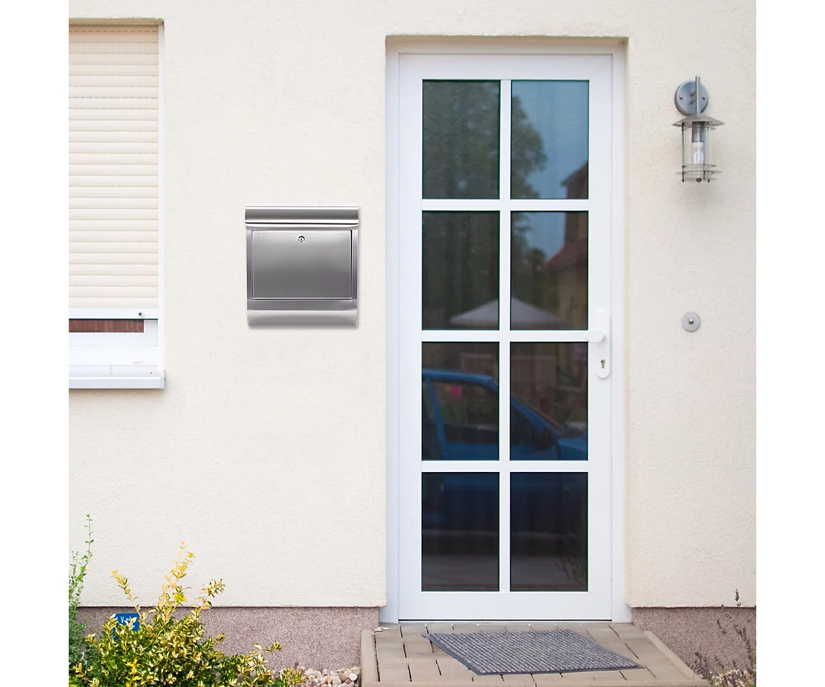 Rottner Briefkasten Rondello, Wandmontage, Rund, Postrolle/Halterleiste, Zylinderschloss, 2 Schlüssel, Edelstahl, B 385 X T 140 X H 435 Mm 7 Rottner Briefkasten Rondello, Wandmontage, Rund, Postrolle/Halterleiste, Zylinderschloss, 2 Schlüssel, Edelstahl, B 385 X T 140 X H 435 Mm – Bild 7