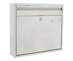 Rottner Briefkasten Teramo, Wandmontage, Beidseitiger Einwurf, Namensschlid, Zylinderschloss, Inkl. 2 Schlüssel, Edelstahl, B 360 X T 80 X H 320 Mm