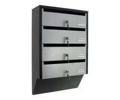 Rottner Briefkastenanlage Depot 4 Silber / Schwarz