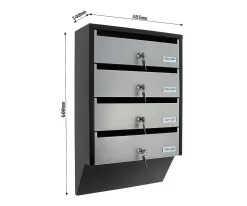 Rottner Briefkastenanlage Depot 4 Silber / Schwarz -Lager und Betriebslager rottner briefkastenanlage depot 4 silber schwarz img WS 599945 D