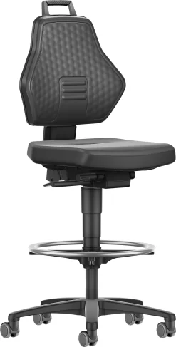 Schäfer Shop Genius Arbeitsstuhl, Ohne Armlehnen, Auto-Synchronmechanik, Sitz-Stopp-Rollen, Fußring, Kunstleder, Schwarz