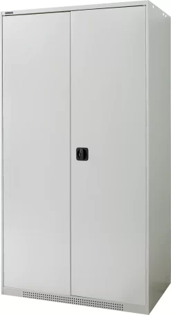 Schäfer Shop Genius Flügeltürenschrank FS, Stahl, Mit Belüftungslöchern, B 1055 X T 620 X H 1950 Mm, 5 OH, Lichtgrau/Lichtgrau, Bis 500 Kg