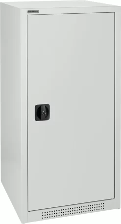 Schäfer Shop Genius Flügeltürenschrank FS, Stahl, Mit Belüftungslöchern, B 545 X T 520 X H 1105 Mm, 3 OH, Lichtgrau/Lichtgrau, Bis 150 Kg