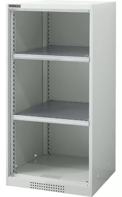 Schäfer Shop Genius Regalschrank FS, Stahl, Mit Belüftungslöchern, B 545 X T 520 X H 1105 Mm, 3 OH, Lichtgrau, Bis 150 Kg