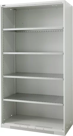 Schäfer Shop Genius Schwerlastregal-Schrank FS, Stahlblech, B 1055 X T 520 X H 1950 Mm, 5 OH, Lichtgrau, Bis 1000 Kg