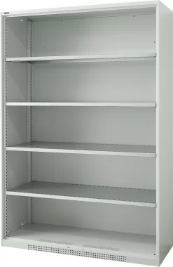 Schäfer Shop Genius Schwerlastregal-Schrank FS, Stahlblech, B 1055 X T 620 X H 1950 Mm, 5 OH, Lichtgrau, Bis 1000 Kg