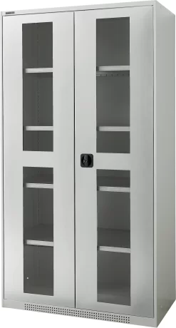 Schäfer Shop Genius Schwerlastschrank FS, Stahlblech, Mit Sichtfenster, B 1055 X T 520 X H 1950 Mm, 5 OH, Lichtgrau, Bis 1000 Kg